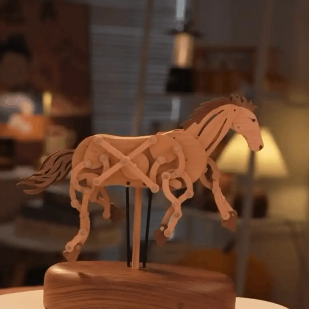 Original Galloping Horse Automata — Handcrafted Wooden Kinetic Sculpture - Image 2