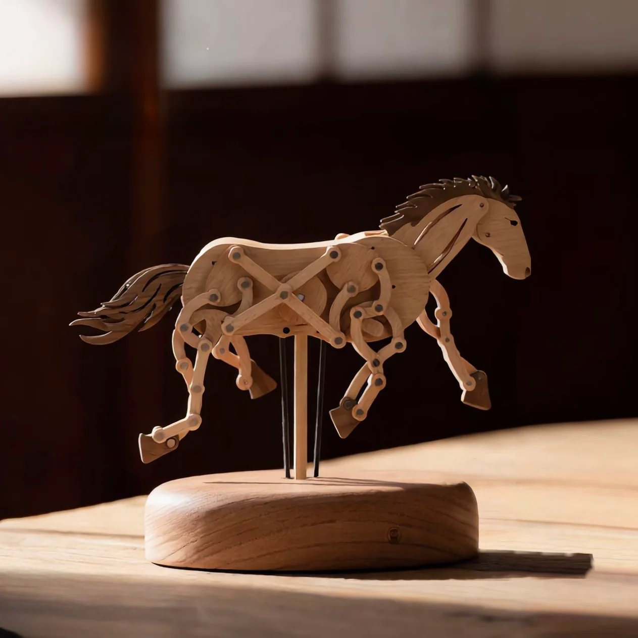 Original Galloping Horse Automata — Handcrafted Wooden Kinetic Sculpture - Image 5