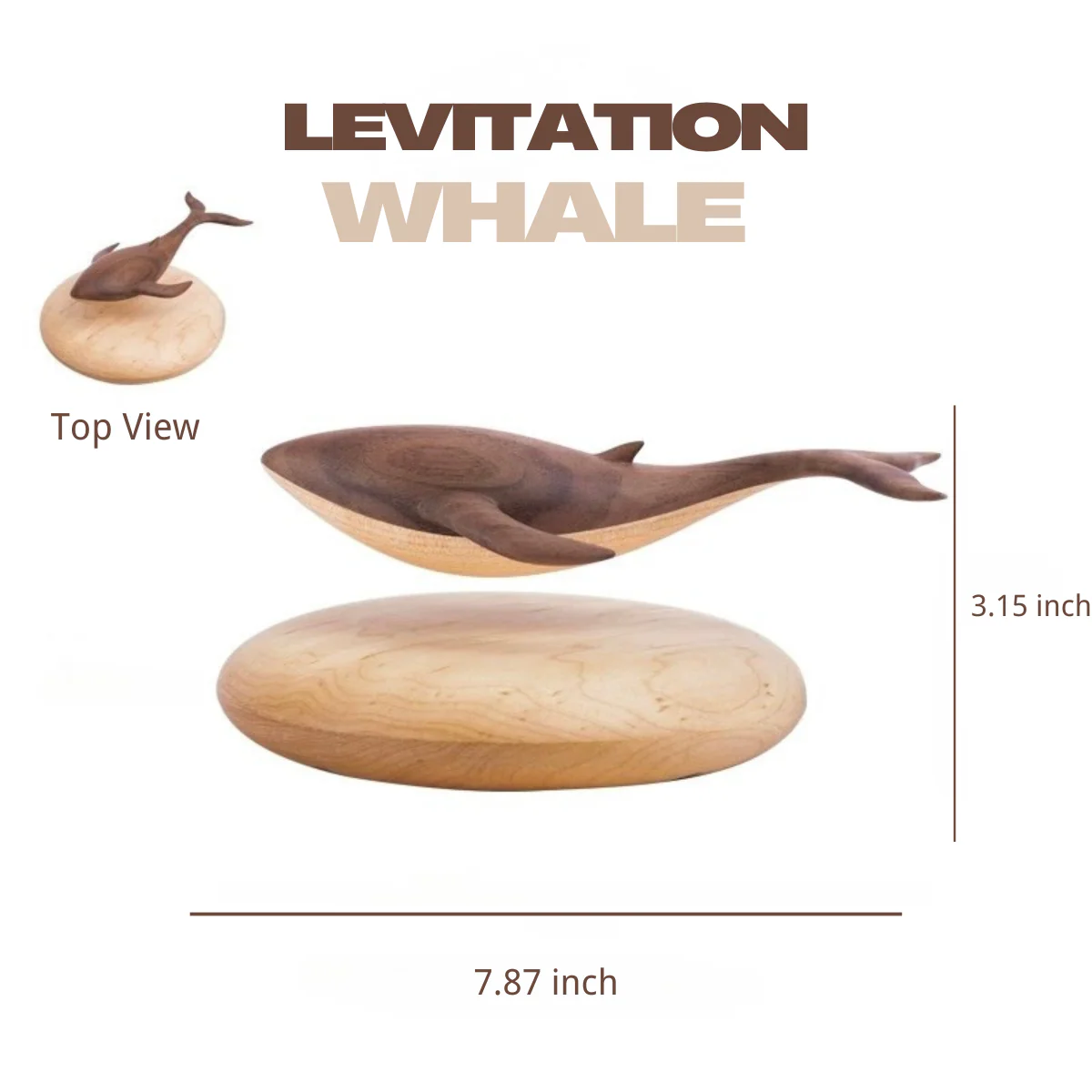 Original Handcarved Wooden Magnetic Levitating Whale - Image 7