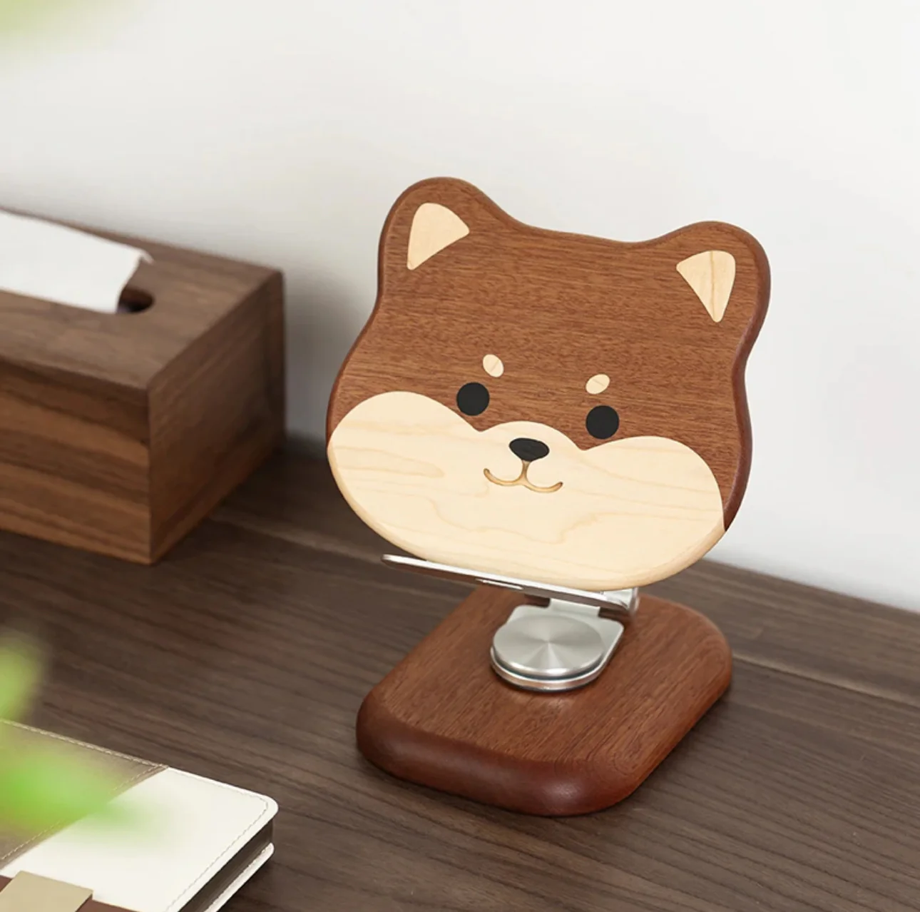 New Arrival Handmade Wooden Shiba Inu Multifunctional Holder - Perfect for supporting phones, tablets, Computers and books - Image 3