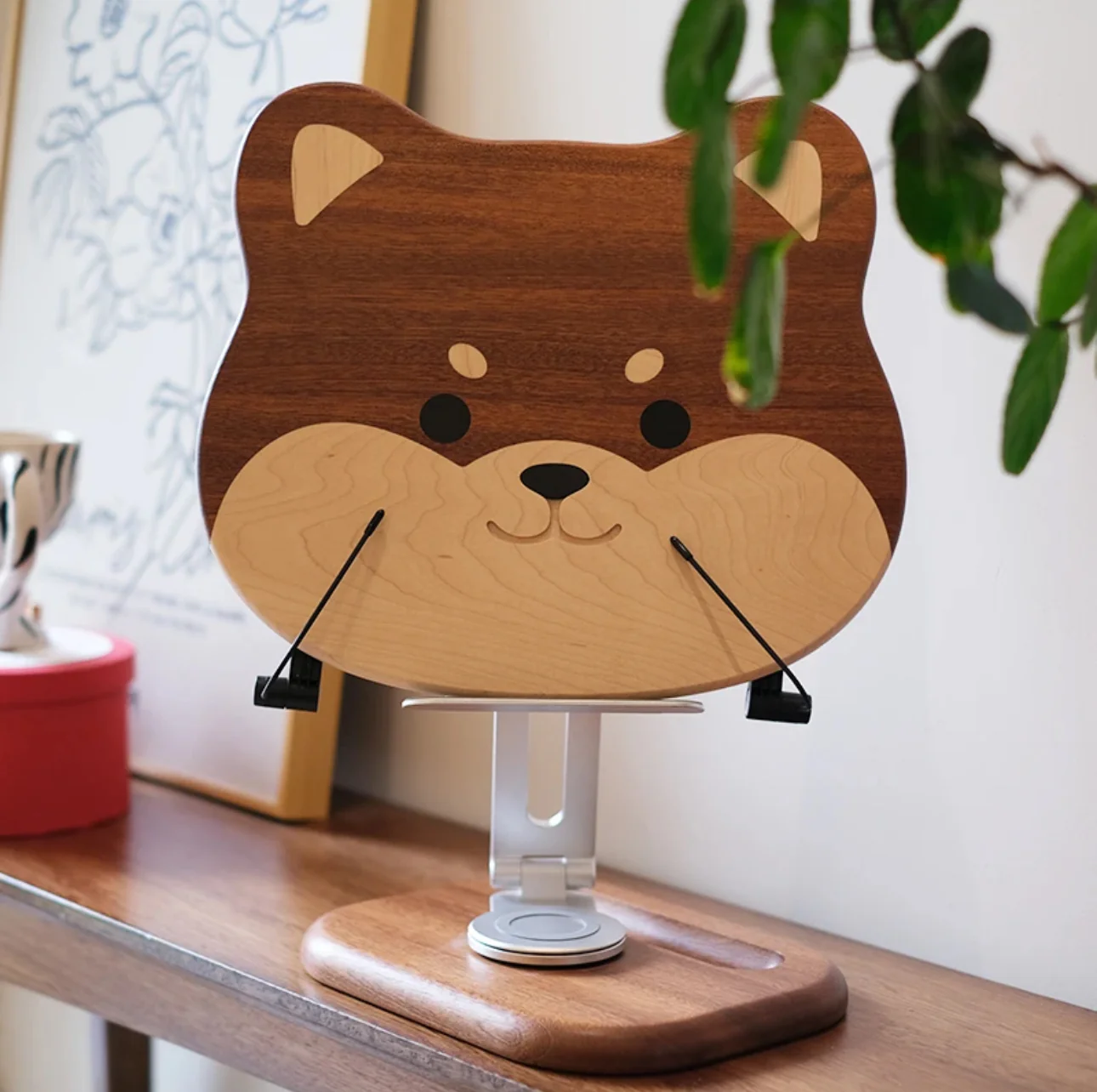 New Arrival Handmade Wooden Shiba Inu Multifunctional Holder - Perfect for supporting phones, tablets, Computers and books - Image 6