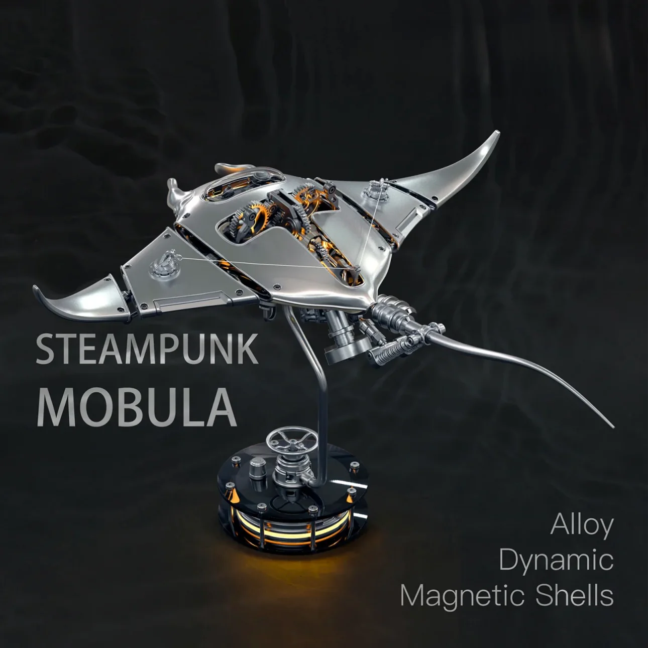 STEAMPUNK STYLE MANTA RAY MECHANICAL 3D METAL MODEL