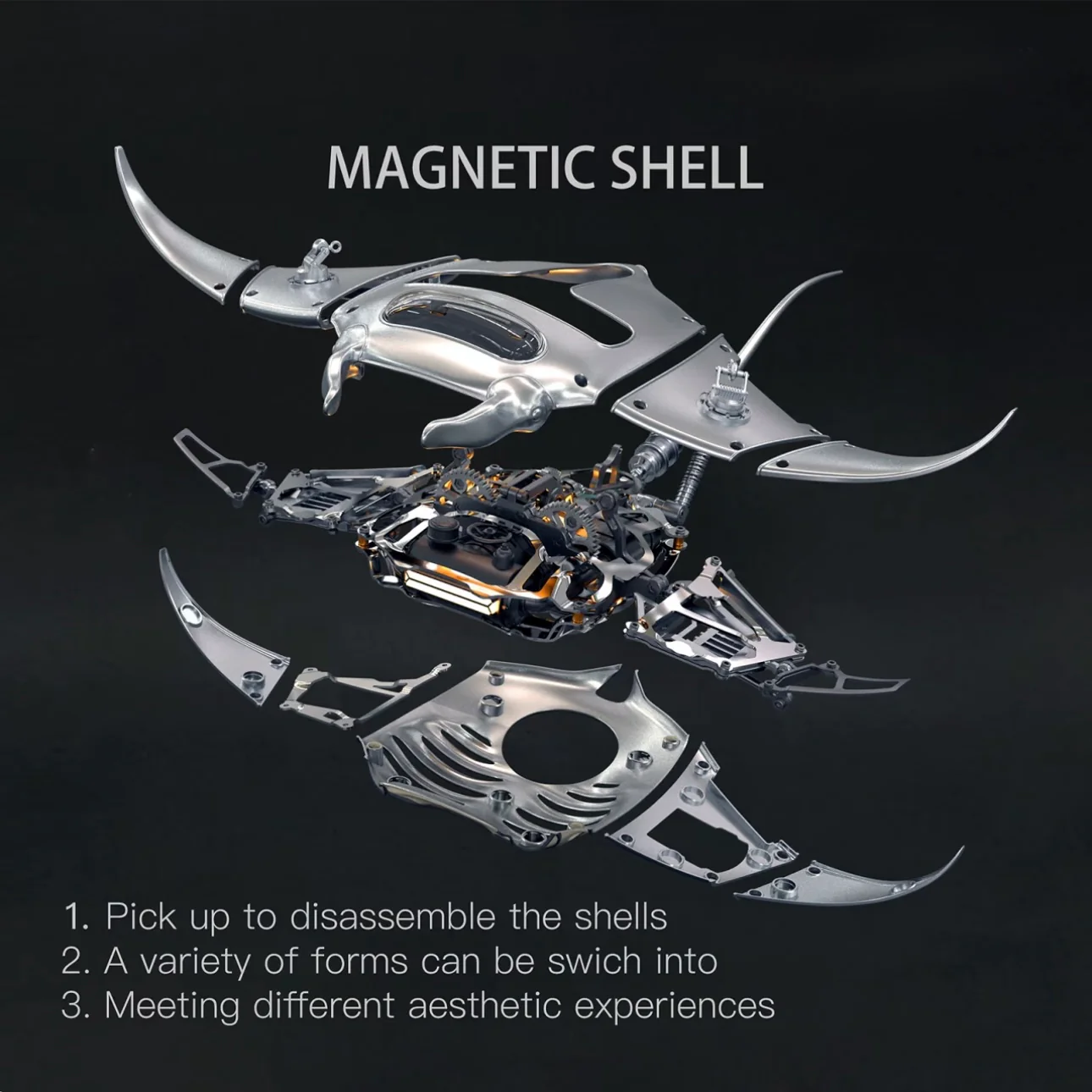 STEAMPUNK STYLE MANTA RAY MECHANICAL 3D METAL MODEL - Image 2