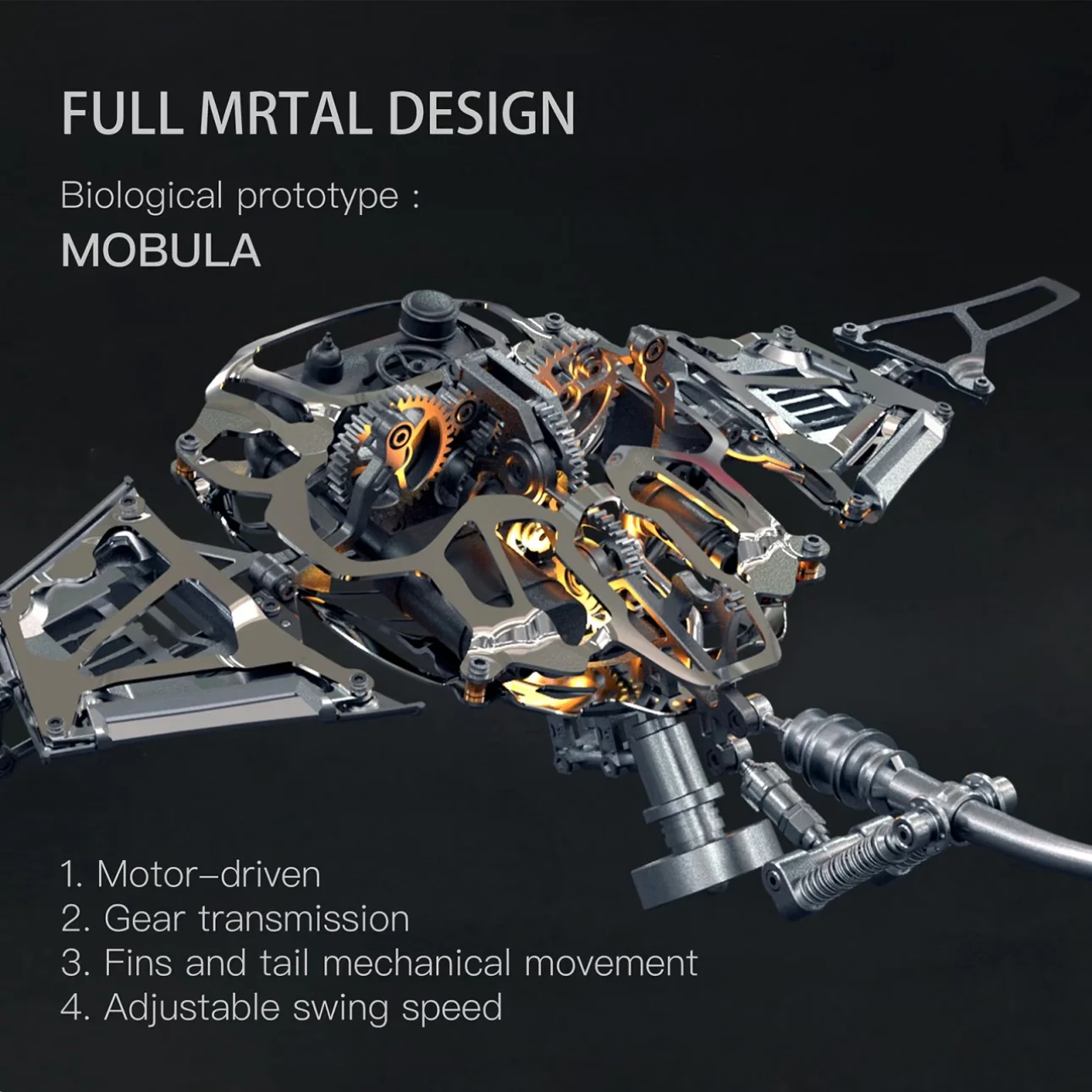STEAMPUNK STYLE MANTA RAY MECHANICAL 3D METAL MODEL - Image 3