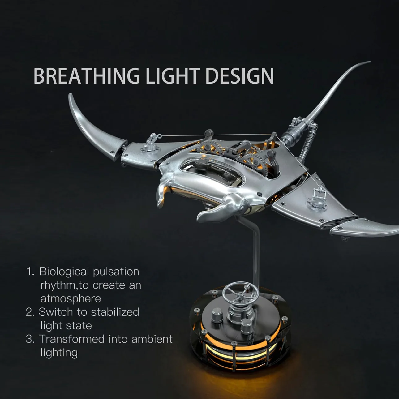 STEAMPUNK STYLE MANTA RAY MECHANICAL 3D METAL MODEL - Image 4