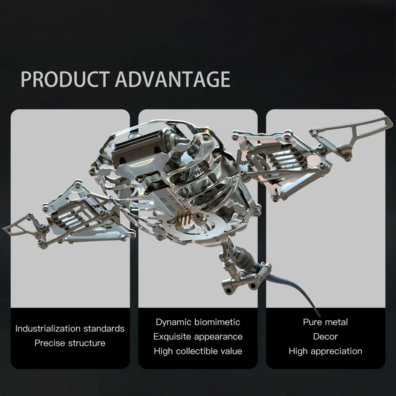 STEAMPUNK STYLE MANTA RAY MECHANICAL 3D METAL MODEL - Image 5