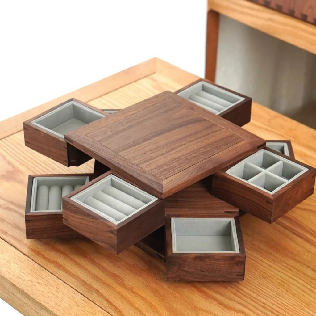 Ultra Multi-Layer Rotating Solid Wood Jewelry Storage Box - Image 2