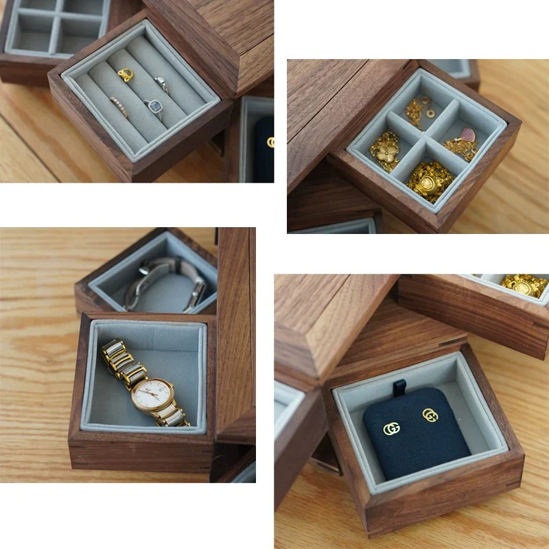Ultra Multi-Layer Rotating Solid Wood Jewelry Storage Box - Image 3