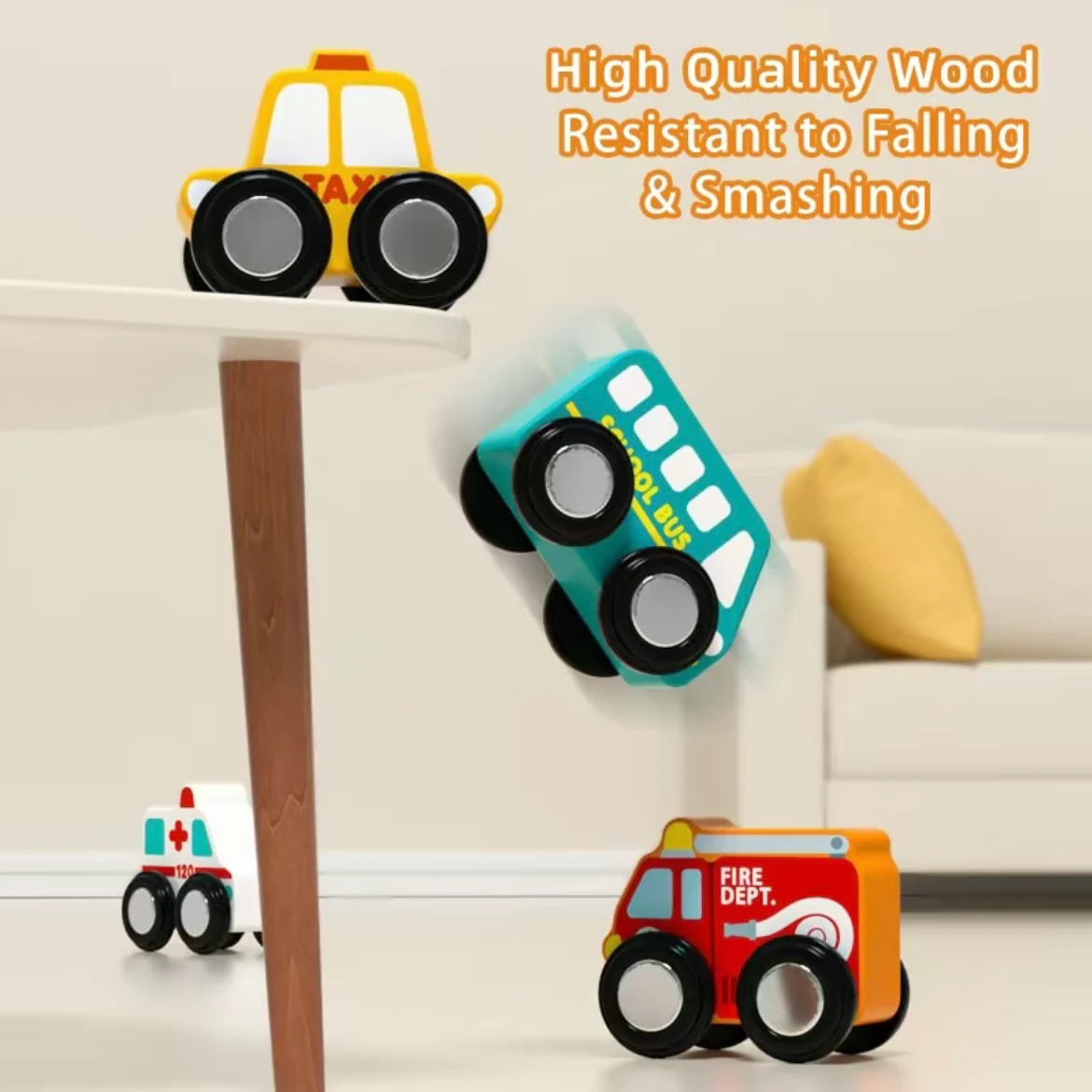 Wooden City Train Track Playset with Electric Locomotive & Building Blocks – Foldable Storage Table - Image 5
