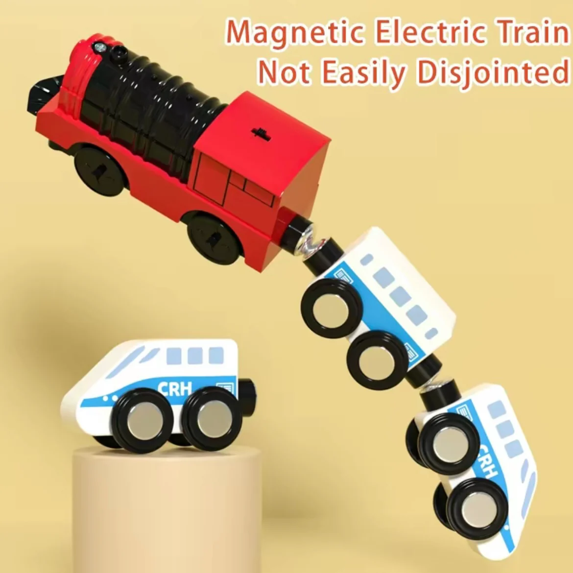 Wooden City Train Track Playset with Electric Locomotive & Building Blocks – Foldable Storage Table - Image 6