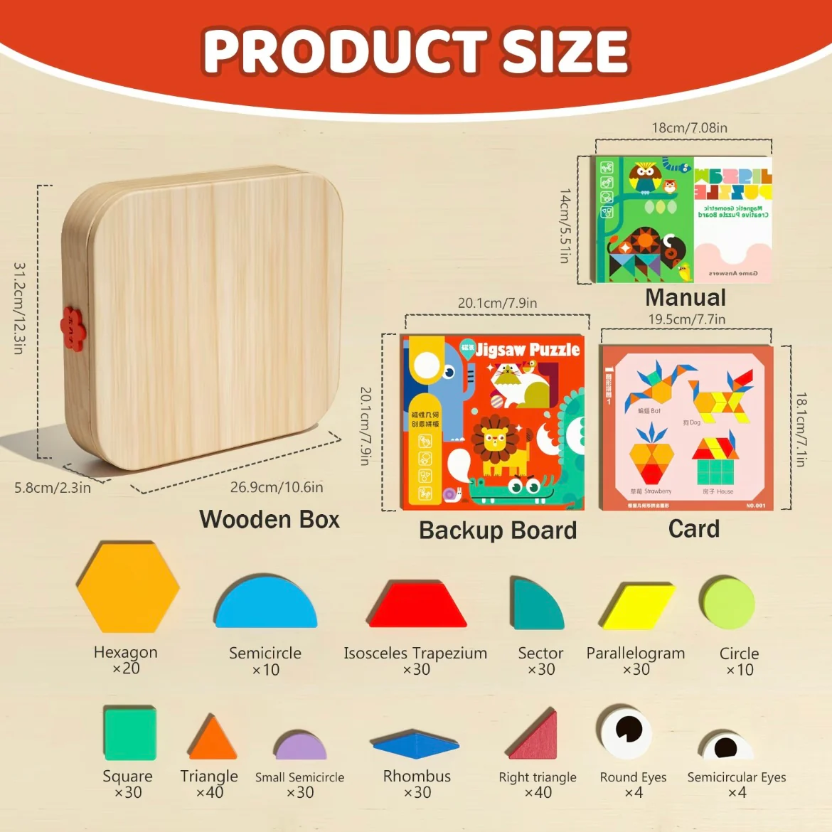 Wooden Magnetic Pattern Blocks – 288 Pieces Montessori Puzzle Toy for Kids Ages 4–8 - Image 10