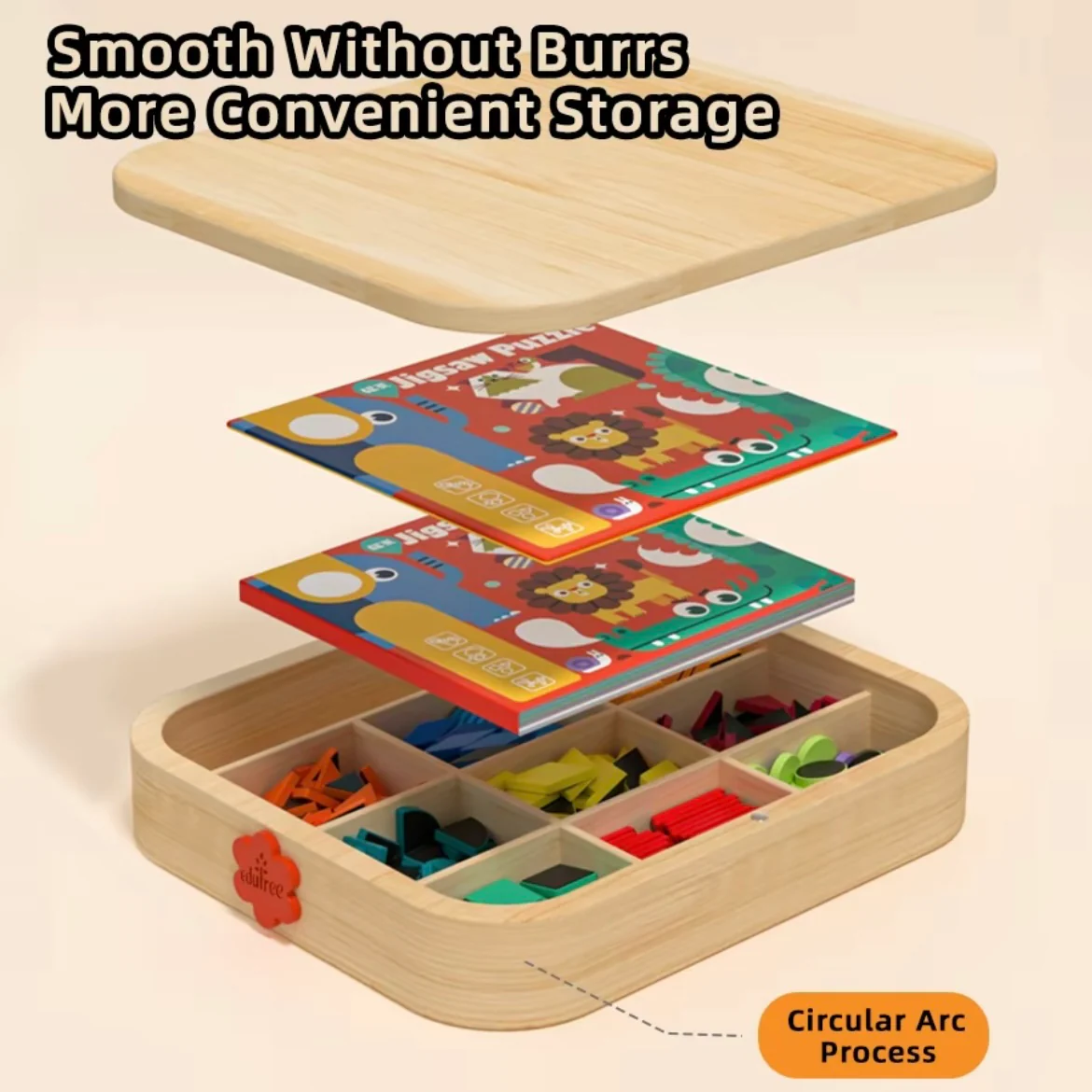 Wooden Magnetic Pattern Blocks – 288 Pieces Montessori Puzzle Toy for Kids Ages 4–8 - Image 6