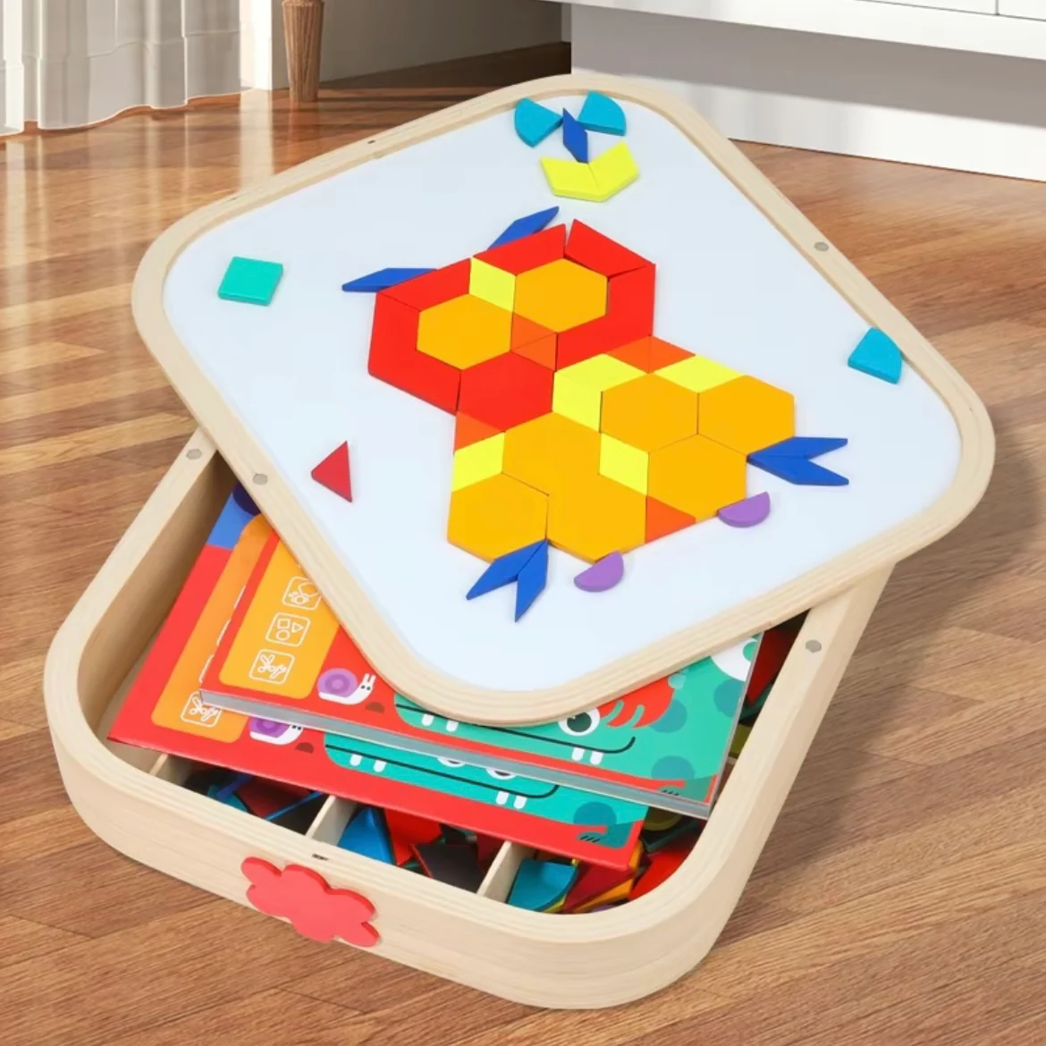 Wooden Magnetic Pattern Blocks – 288 Pieces Montessori Puzzle Toy for Kids Ages 4–8 - Image 8