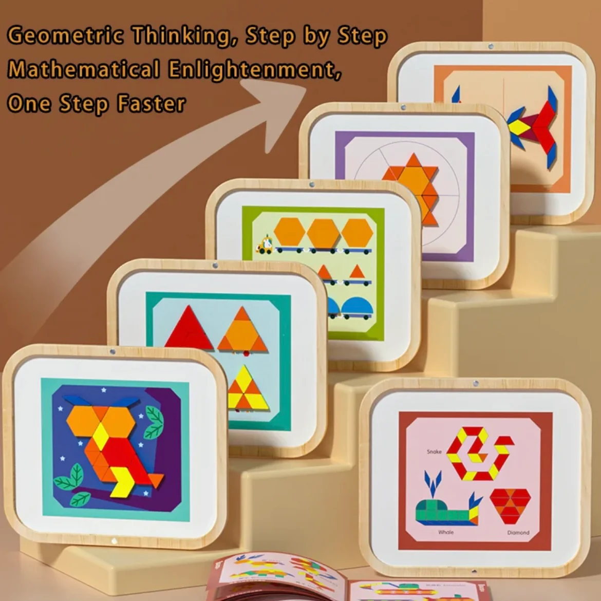 Wooden Magnetic Pattern Blocks – 288 Pieces Montessori Puzzle Toy for Kids Ages 4–8 - Image 9