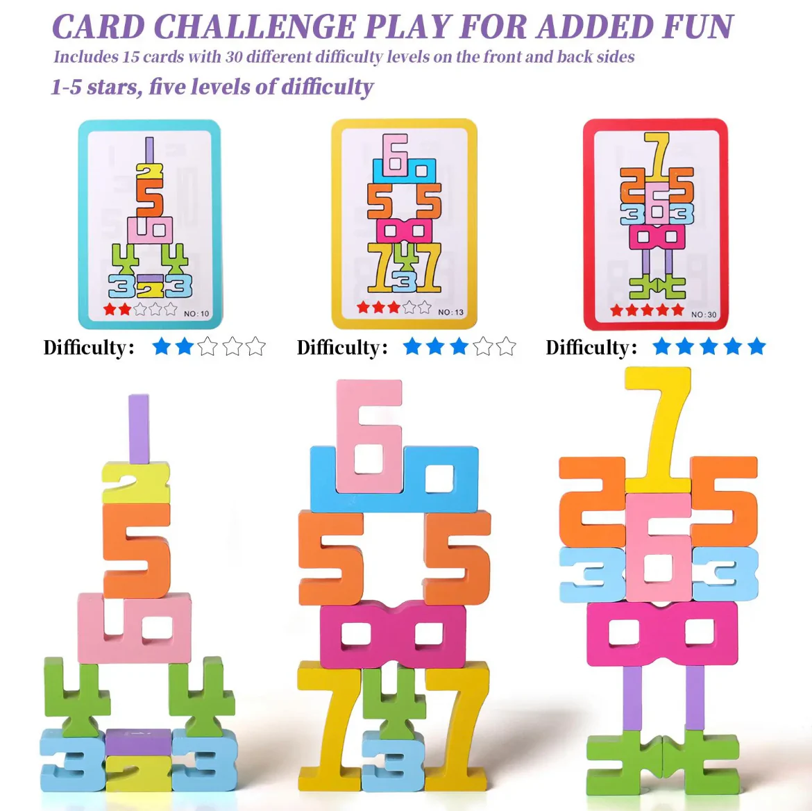 Wooden Number Stacking Game – Montessori Educational Toy for Kids - Image 3