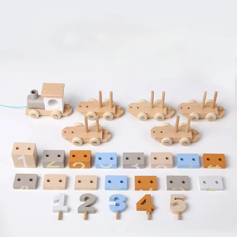 Wooden Number Train Toy – Montessori Pull-Along Counting Set for Toddlers - Image 2