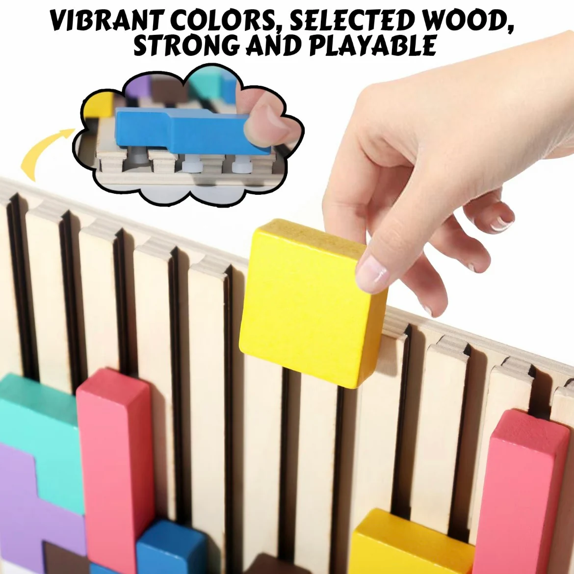 Wooden Sliding Puzzle Game – Montessori Brain Teaser with Challenge Cards for Kids - Image 5