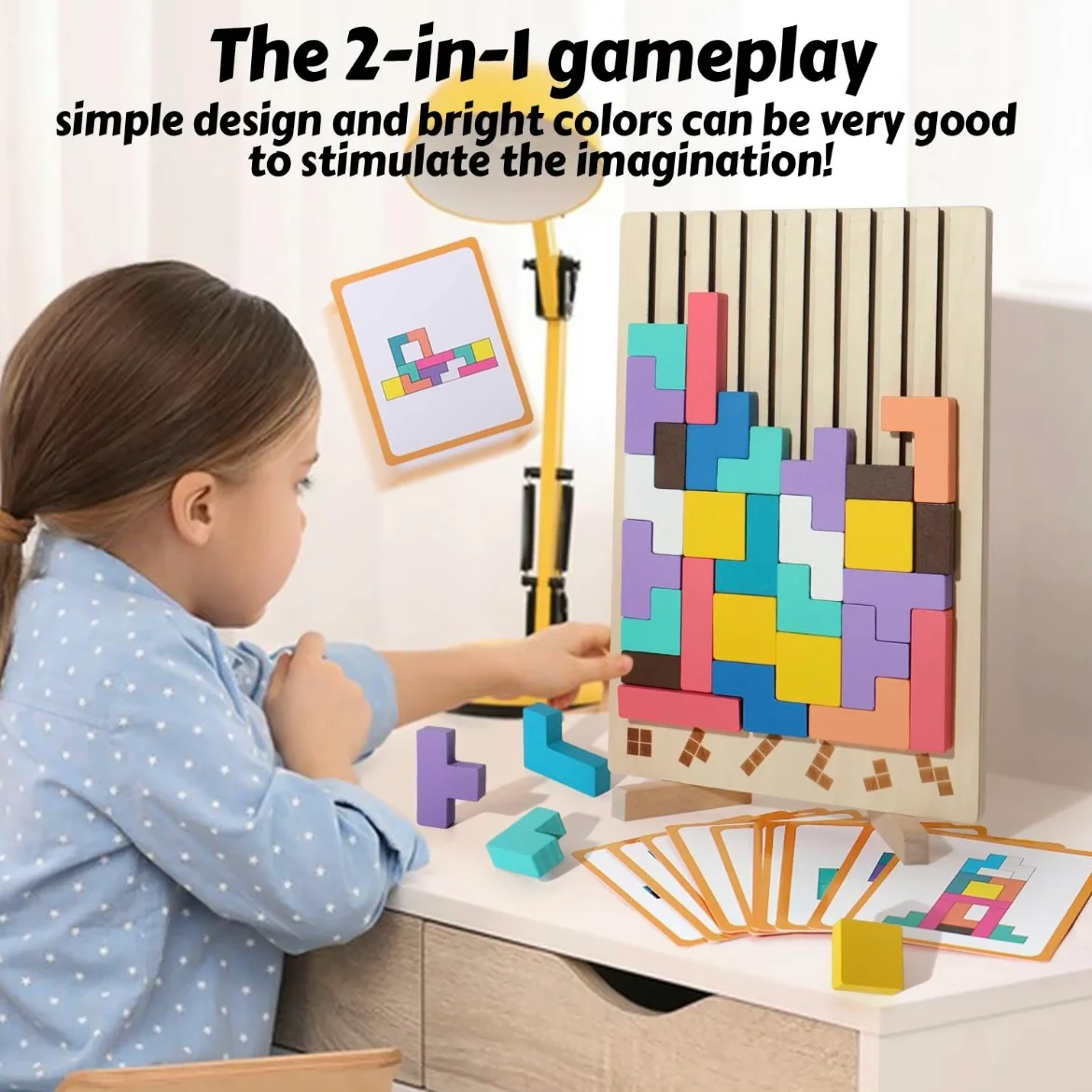 Wooden Sliding Puzzle Game – Montessori Brain Teaser with Challenge Cards for Kids - Image 6